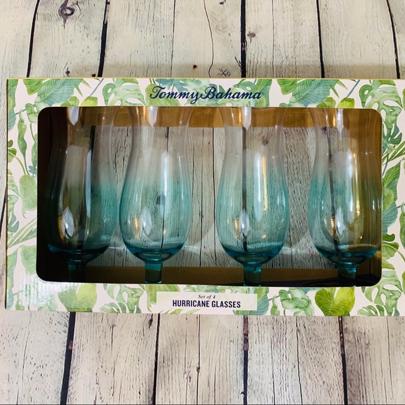 Tommy Bahama Dining Tommy Bahama Blue Hurricane Set Of 4 Glasses